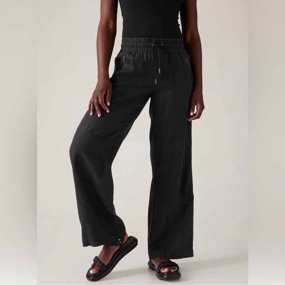 EUC Black Cabo Linen Pants - Athleta - sz 18 - Picture 1 of 7